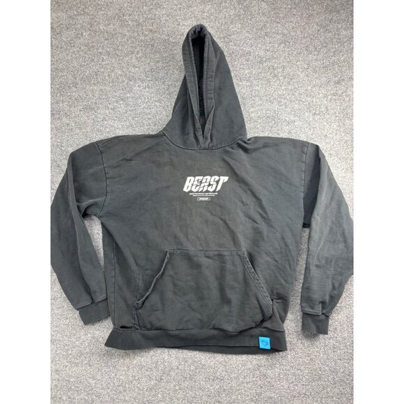 Mr. Beast Pullover Hoodie Men's Large Black Sweatshirt Kangaroo Pocket Graphic - Picture 1 of 8